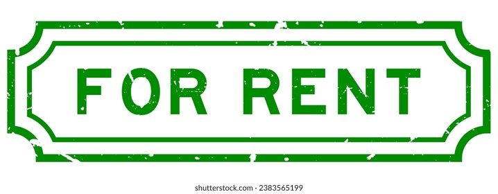 Grunge green for rent word rubber seal stamp on white background