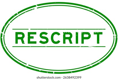 Grunge green rescript word oval rubber seal stamp on white background