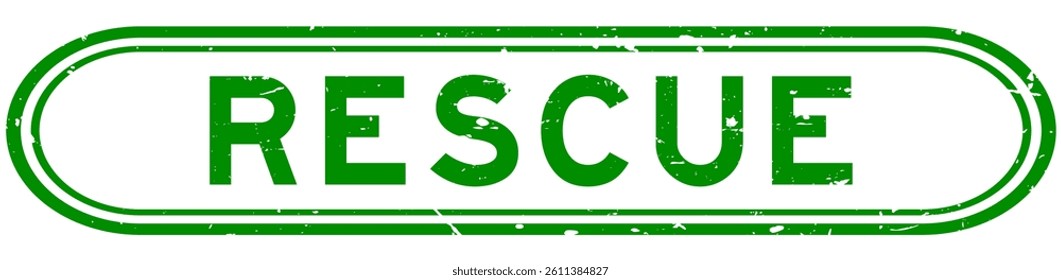 Grunge green rescue word rubber seal stamp on white background