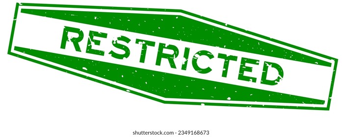 Grunge green restricted word hexagon rubber seal stamp on white background