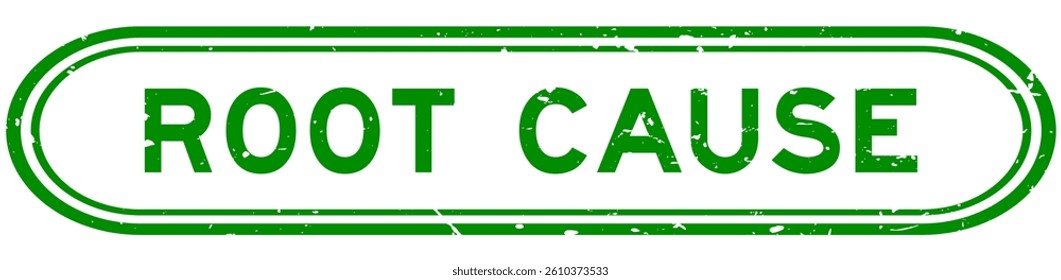 Grunge green root cause word rubber seal stamp on white background