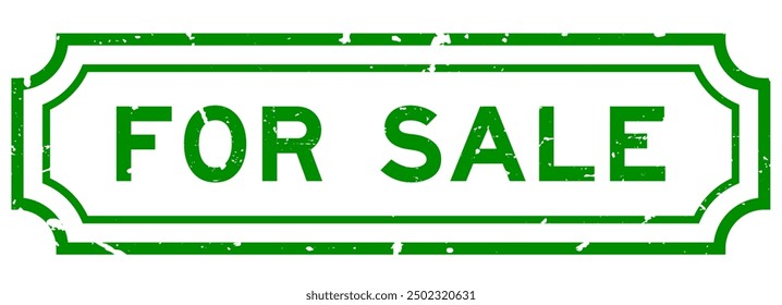 Grunge green for sale word rubber seal stamp on white background