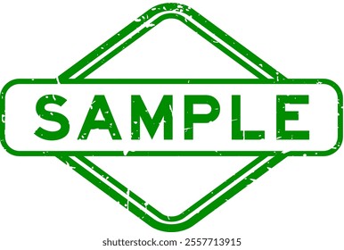 Grunge green sample word rubber seal stamp on white background