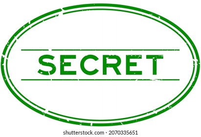 Grunge green secret word oval rubber seal stamp on white backgoround