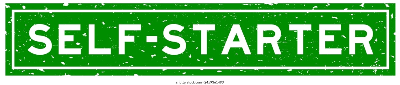 Grunge green self-starter word square rubber seal stamp on white background