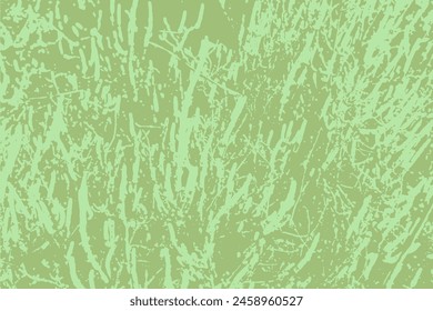 Texture grunge vert shabby rayé pour superposition. Arrière-plan monochrome  Image vectorielle avec silhouette d'herbe.  Abstrait des lignes déchirées