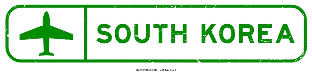 Grunge palavra verde coreia do sul com ícone plano quadrado selo de borracha selo no fundo branco