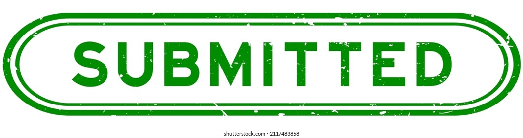 Grunge green submitted word rubber seal stamp on white background