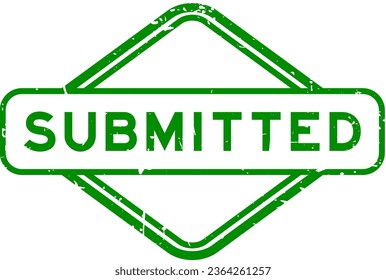 Grunge green submitted word rubber seal stamp on white background