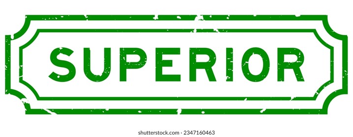 Grunge green superior word rubber seal stamp on white background