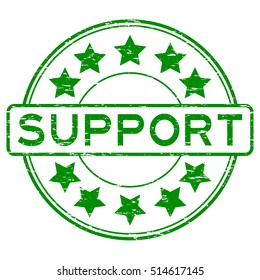 Grunge green support round rubber stamp