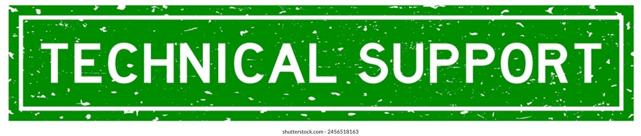 Grunge green technical support word square rubber seal stamp on white background
