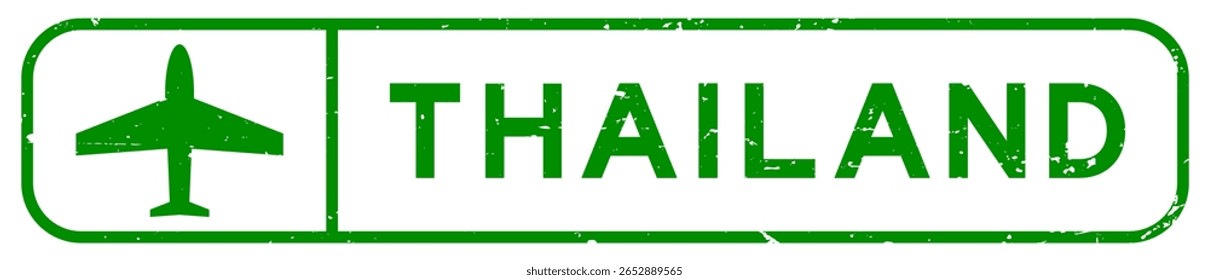 Grunge palavra thailândia verde com ícone plano quadrado selo de borracha selo no fundo branco