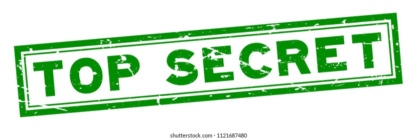 Grunge green top secret word square rubber seal stamp on white background