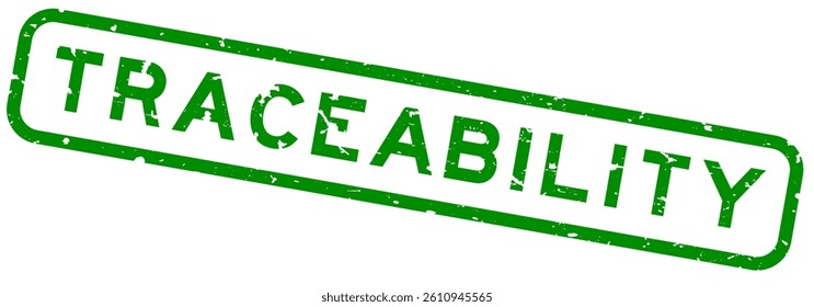 Grunge green traceability word rubber seal stamp on white background