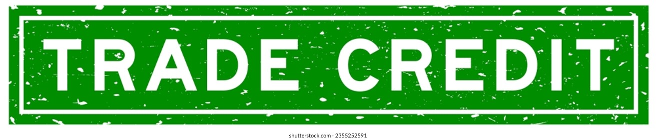 Grunge green trade credit word square rubber seal stamp on white background