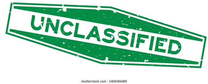 Grunge green unclassified word hexagon rubber seal stamp on white background