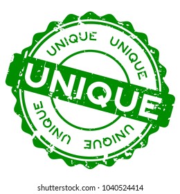 Grunge green unique round rubber seal stamp on white background