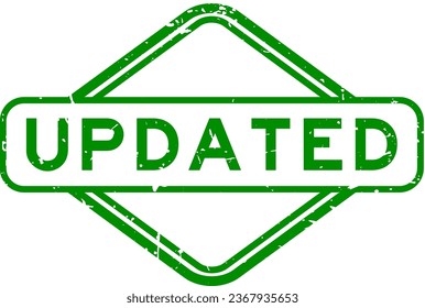 Grunge green updated word rubber seal stamp on white background
