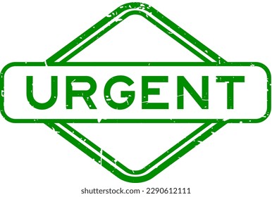 Grunge green urgent word rubber square seal stamp on white background