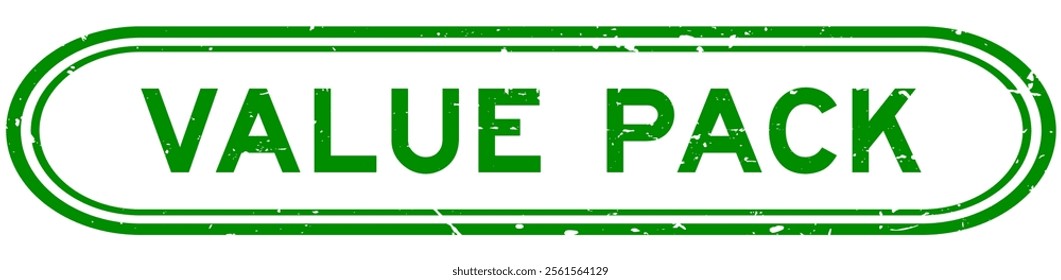 Grunge green value pack word rubber seal stamp on white background