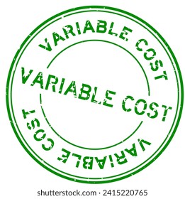 Grunge green variable cost word round rubber seal stamp on white background