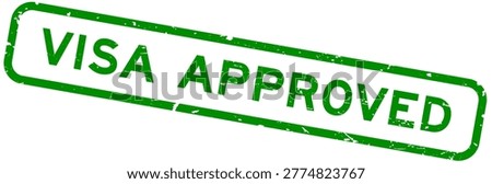 Grunge green visa approved word square rubber seal stamp on white background