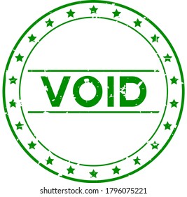 Grunge green void word with star icon round rubber seal stamp on white background