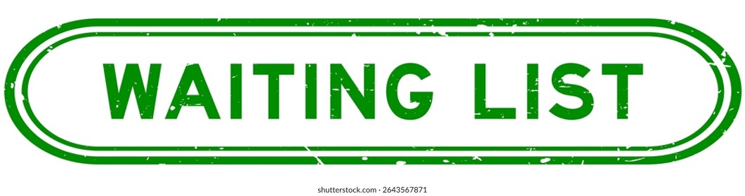 Grunge green waiting list word rubber seal stamp on white background
