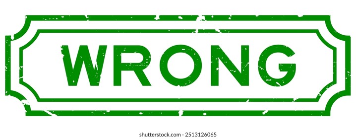 Grunge green wrong word rubber seal stamp on white background