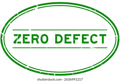 Grunge green zero defect word oval rubber seal stamp on white background