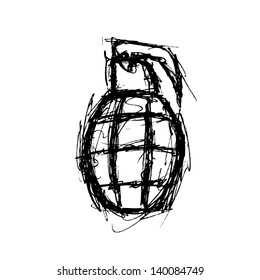 grunge grenade in doodle style