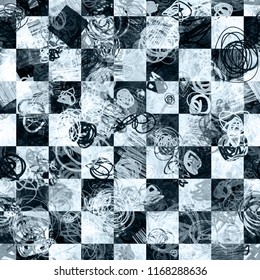 Grunge grey seamless texture with chess pattern. Abstract vector background for web page, banners backdrop, fabric, home decor, wrapping