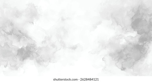 Grunge grey shades watercolor background. Modern style background and cement wall texture. white color concrete wall for background. Luxurious watercolor textures on white paper background.