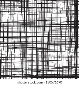 Grunge Grid Black And White Texture. Vector Ink Grunge Brush. Illustration Background.