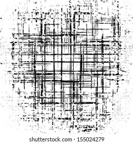 Grunge grid black and white texture. Retro vector ink grunge brush. 