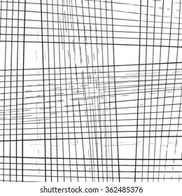 Grunge grid black and white texture. Ink grunge brush