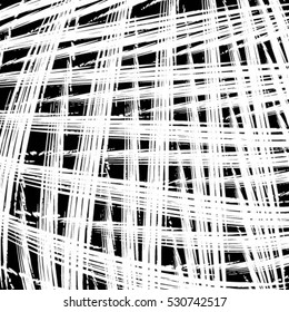 Grunge grid black and white texture. Vector ink grunge brush
