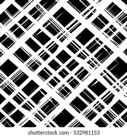 Grunge grid black and white texture. Vector ink grunge brush.