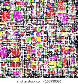 Grunge grid colorful texture. Vector ink grunge brush. Illustration background. 
