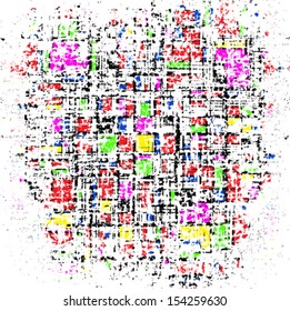 Grunge grid colorful texture. Vector ink grunge brush. Illustration background. 