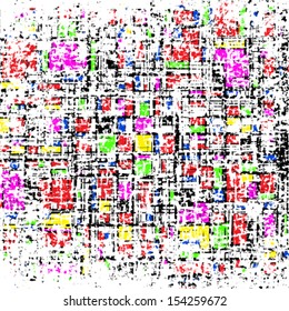 Grunge grid colorful texture. Vector ink grunge brush. Illustration background. 