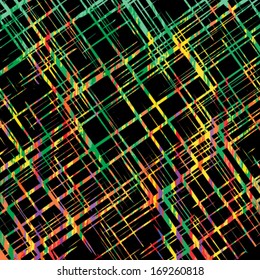 Grunge grid colorful texture. Vector ink grunge brush