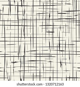 Grunge grid lines vector. Damaged checkered endless background. Trendy ink scrawl structure. Grungy scottish table seamless pattern.