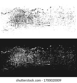 Grunge, grime vector texture on black and white backgrounds. Abstract gritty rough  element.