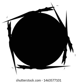 Grunge, grungy geometric circle element, Edgy, roughy borders