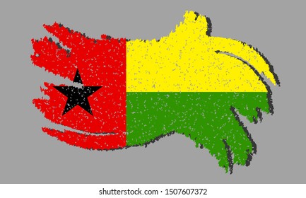 Grunge Guinea Bissau flag, Guinea Bissau flag with shadow on isolated background, vector illustration