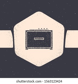 Grunge Guitar amplifier icon isolated on grey background. Musical instrument. Monochrome vintage drawing. Vector Illustration