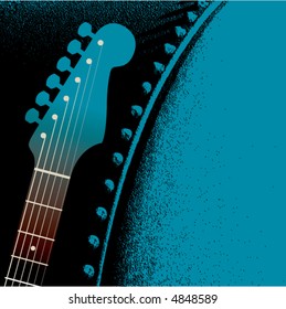 A grunge guitar theme in blues and black