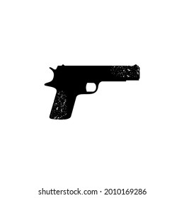 Grunge gun vector. Black gun logo